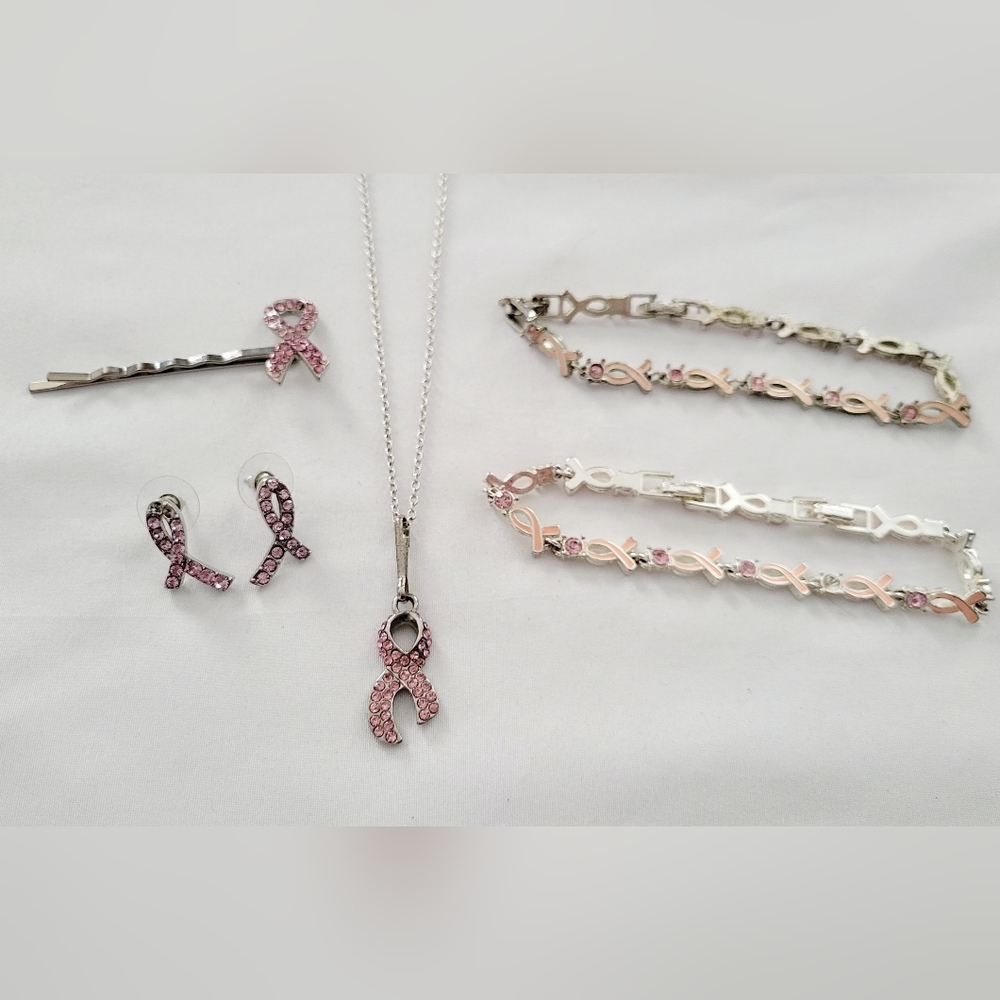 Avon Pink Ribbon Breast Cancer Awareness Jewelry Bundle